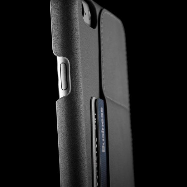 Mujjo iPhone 6/6S Plus Täysnahkainen Lompakkokotelo Harmaa