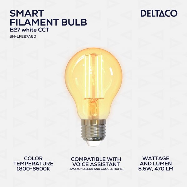 Deltaco Smart Home LED-lamppu Filament E27 WiFi A60 5.5W