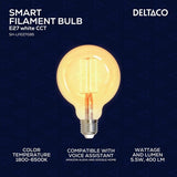 Deltaco Smart Home LED-lamppu Filamentti E27 WiFi G95 5.5W