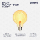 Deltaco Smart Home LED-lamppu Filamentti E27 WiFi G95 5.5W