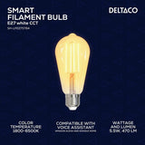 Deltaco Smart Home LED-lamppu Filament E27 WiFi ST64 5.5W