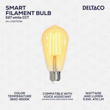 Deltaco Smart Home LED-lamppu Filament E27 WiFi ST64 5.5W