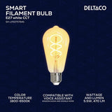 Deltaco Smart Home LED-lamppu Filament E27 WiFi ST64 Spiraali 5.5W