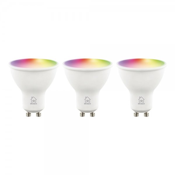 Deltaco Smart Home LED-lamput GU10 RGB WiFi 4.7W 3-pakkaus
