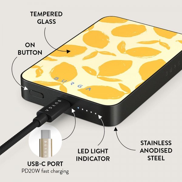 Burga Powerbank MagSafe 5000 mAh Lemon Tart Metalliharmaa