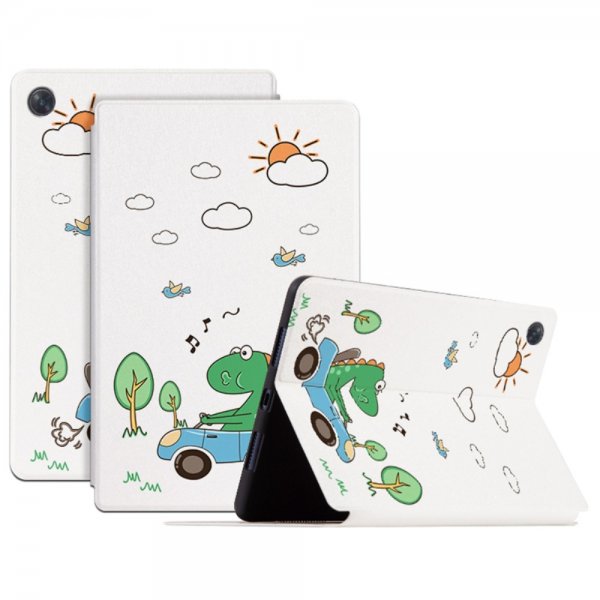 Lenovo Tab M10 Plus (3. sukupolvi) TB125 TB128 suojakuori kuviolla, Dinosaurus-auto