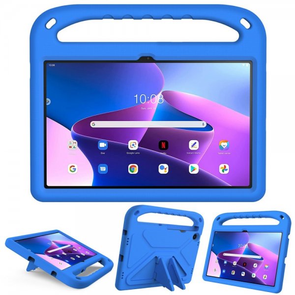 Lenovo Tab M10 Plus (3. sukupolvi) TB125 TB128 Lasten suojakotelo jalustatoiminnolla Sininen