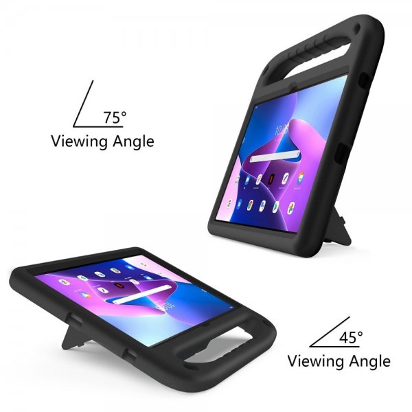 Lenovo Tab M10 Plus (3rd Gen) TB125 TB128 Lasten Kuori Jalustatoiminnolla Musta