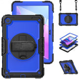 Lenovo Tab M10 Plus (3. sukupolvi) TB125 TB128 Suojakuori hihnalla ja jalustatoiminnolla Sinimusta
