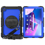Lenovo Tab M10 Plus (3. sukupolvi) TB125 TB128 Suojakuori hihnalla ja jalustatoiminnolla Sinimusta
