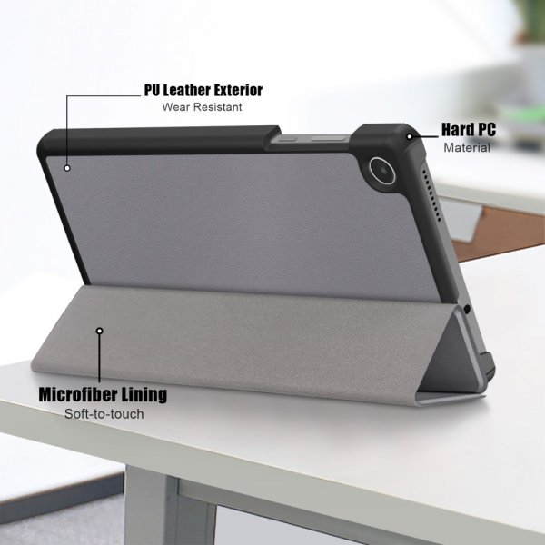 Lenovo Tab M8 (4. sukupolvi) TB300 Kolmiosainen suojakotelo, harmaa