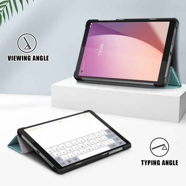 Lenovo Tab M8 (4. sukupolvi) TB300 Kolmiosainen suojakotelo, vihreä