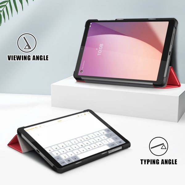 Lenovo Tab M8 (4. sukupolvi) TB300 Kolmiosainen suojakotelo Punainen