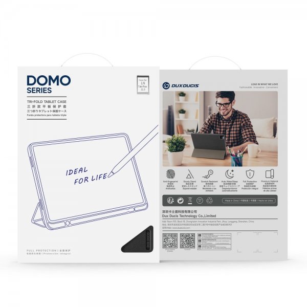Dux Ducis Lenovo Tab Plus -suojakotelo, DOMO-sarja, musta
