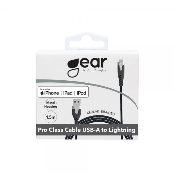 Gear Lightning-kaapeli Kevlar 1,5 metriä musta