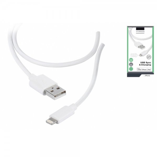 Vivanco Lightning–USB-kaapeli, 1,2 m, valkoinen