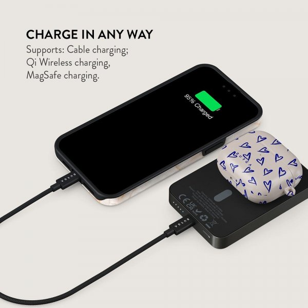 Burga Powerbank MagSafe 5000 mAh Love Me Right Metallinharmaa