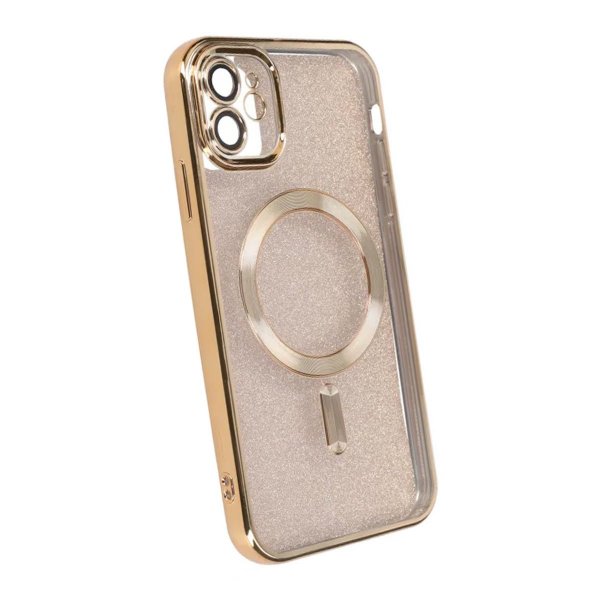 iPhone 11 Suojakuori Glitter Läpinäkyvä MagSafe Kulta