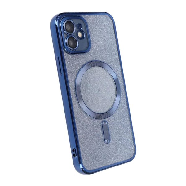 iPhone 11 Suojakuori Glitter Läpinäkyvä MagSafe Sininen