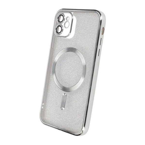 iPhone 11 Suojakuori Glitter Läpinäkyvä MagSafe Hopea