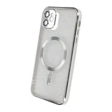 iPhone 11 Suojakuori Glitter Läpinäkyvä MagSafe Hopea