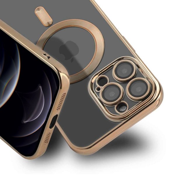iPhone 12 Pro Max Kuori Glitter Läpinäkyvä MagSafe Kulta