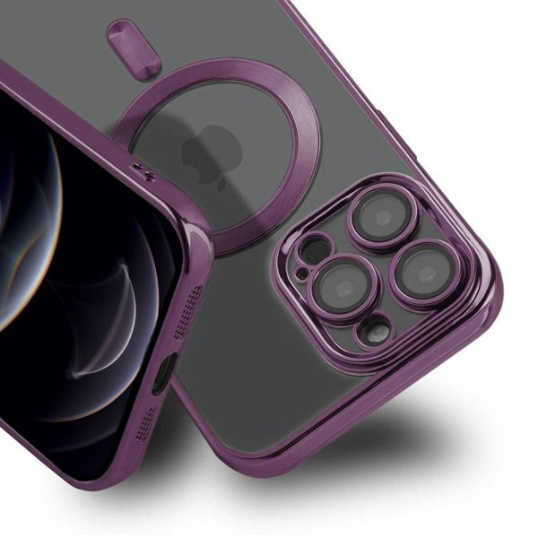 iPhone 12 Pro Max Kuori Glitter Läpinäkyvä MagSafe Violetti