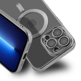 iPhone 13 Pro Max -kotelo, kimalteleva, läpinäkyvä, MagSafe, hopea