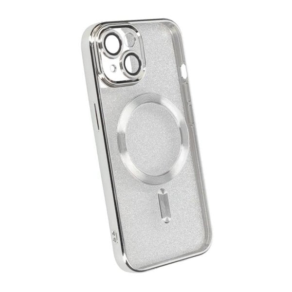 iPhone 13 Kuori Glitter Läpinäkyvä MagSafe Hopea