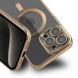 iPhone 15 Pro Max Kuori Kimalteleva Läpinäkyvä MagSafe Kulta