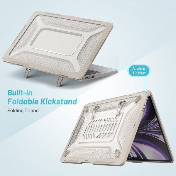 MacBook Air 13 M2 (A2681) Suojakuori Panssari Jalustatoiminnolla Beige