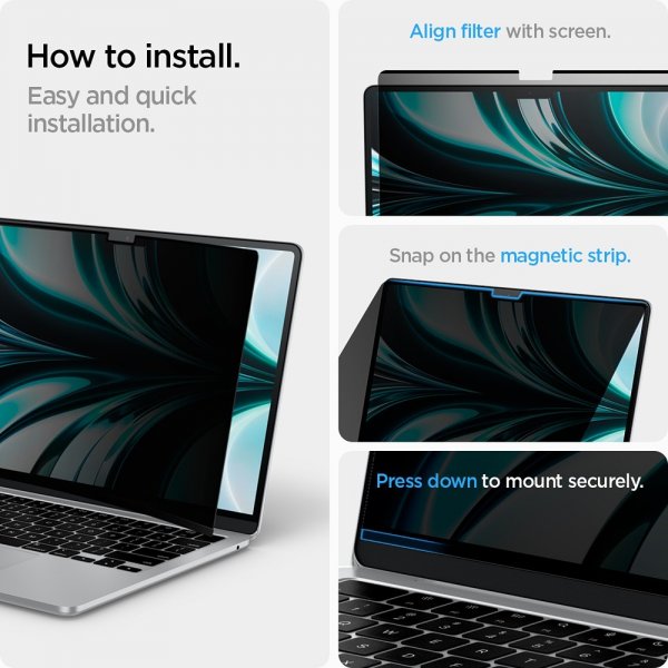 Spigen MacBook Air 13 M2/M3/M4 Näytönsuoja Safe View