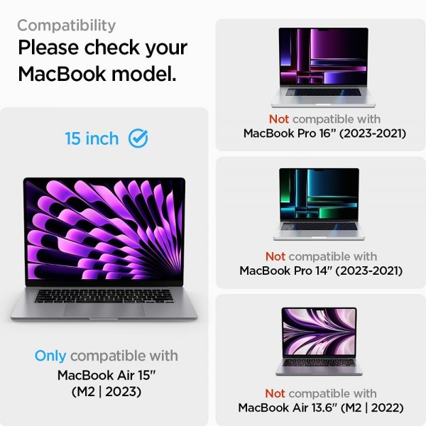 Spigen MacBook Air 15 M2 (A2941)/M3 (A3114) Näytönsuoja GLAS.tR Slim