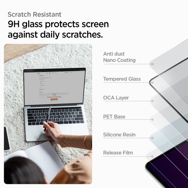 Spigen MacBook Pro 14 M1 (A2442)/M2 (A2779)/M3 (A2918 A2992) Näytönsuoja GLAS.tR Slim