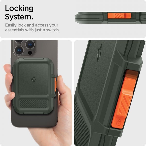 Spigen MagSafe-korttikotelo Lock Fit MagFit Military Green