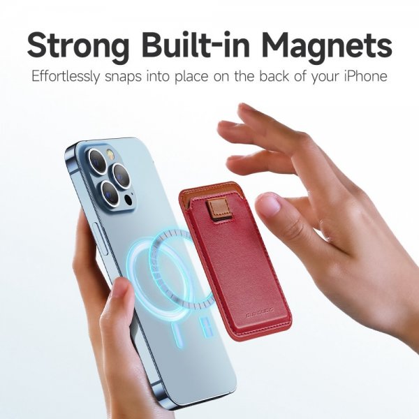 Dux Ducis MagSafe Korttikotelo Magnetic Leather Wallet Punainen