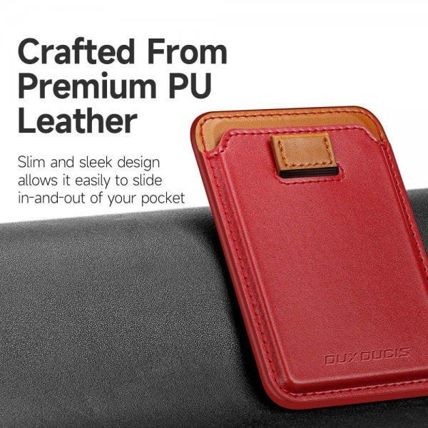Dux Ducis MagSafe Korttikotelo Magnetic Leather Wallet Punainen