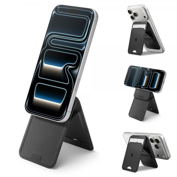 Spigen MagSafe -korttikotelo Slim Fold MagFit Tripod S314-3 Musta
