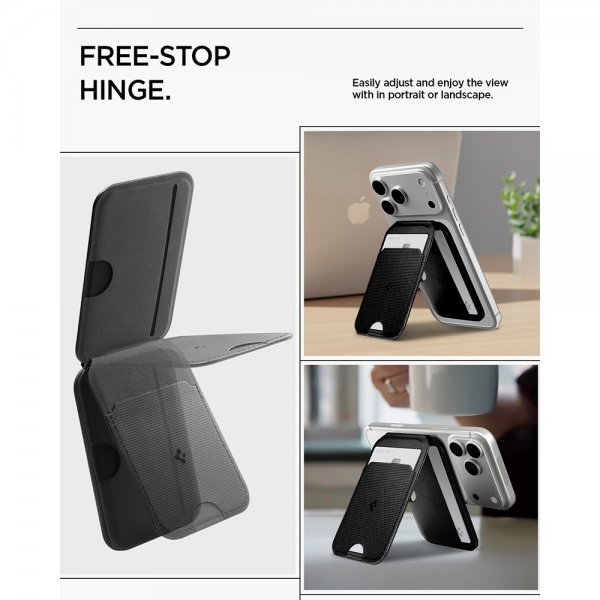 Spigen MagSafe korttikotelo Slim Fold MagFit Tripod, musta