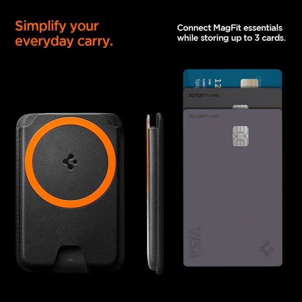 Spigen MagSafe korttikotelo Valentinus 3 Cards Holder MagFit Plus Musta