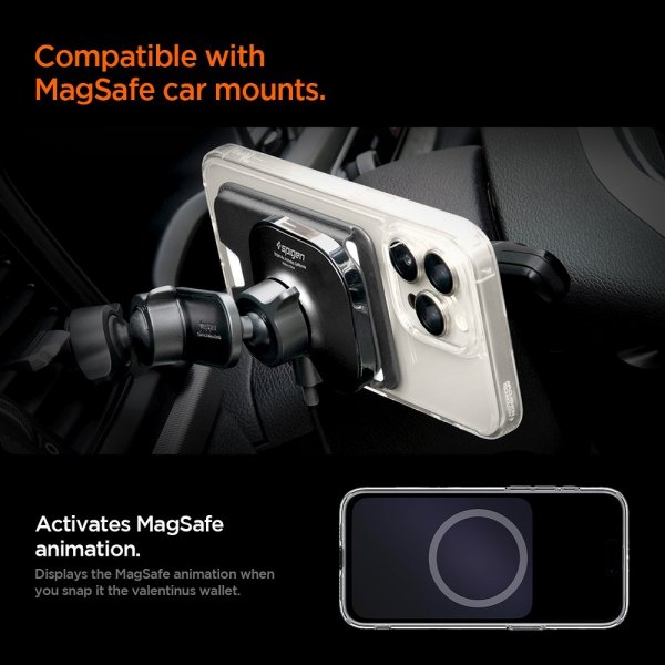 Spigen MagSafe korttikotelo Valentinus 3 Cards Holder MagFit Plus Musta