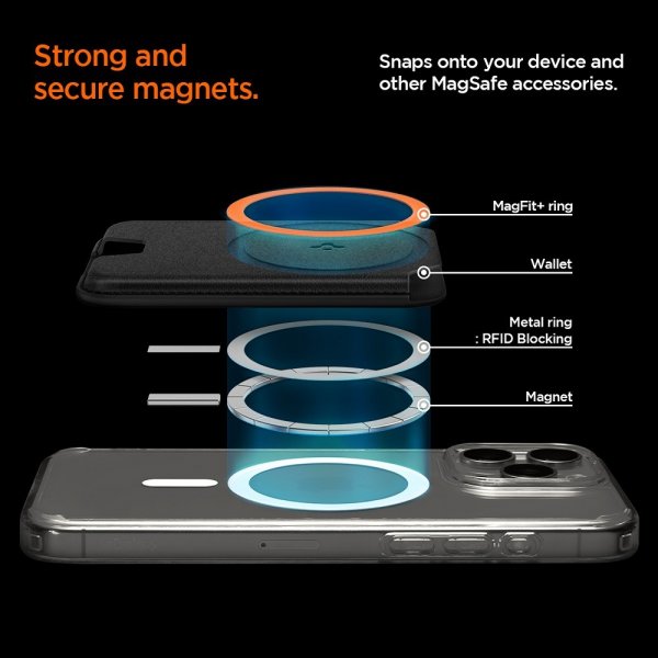 Spigen MagSafe korttikotelo Valentinus 3 Cards Holder MagFit Plus Musta