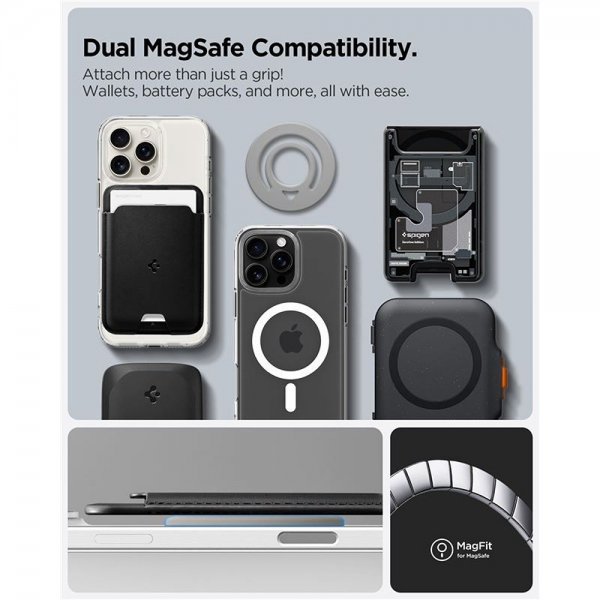 Spigen MagSafe -puhelinteline Dual Pop Harmaa