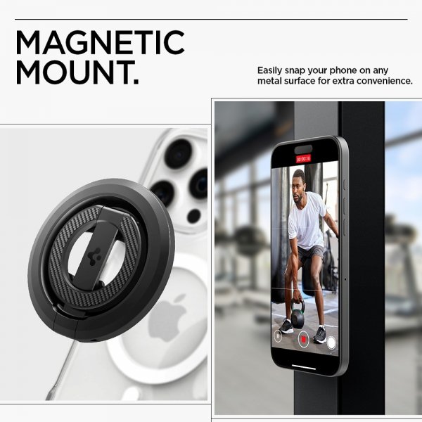 Spigen MagSafe O-Mag -puhelinteline jalustalla Mag Fit, musta
