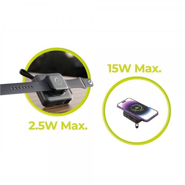 Mobile Origin MagSafe-varavirtalähde/matkalaturi, sisäänrakennetut kaapelit/Apple Watch -lataus, musta