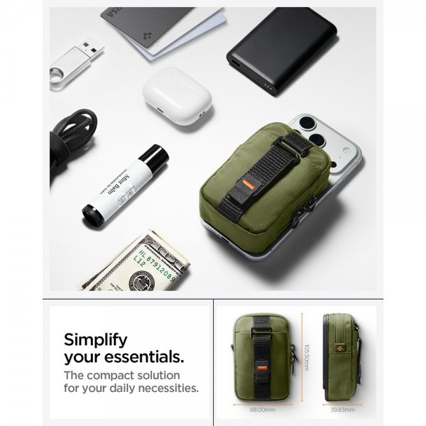Spigen MagSafe Kotelo Kannettava Järjestelylaukku Snap Zip MagFit Olive Green