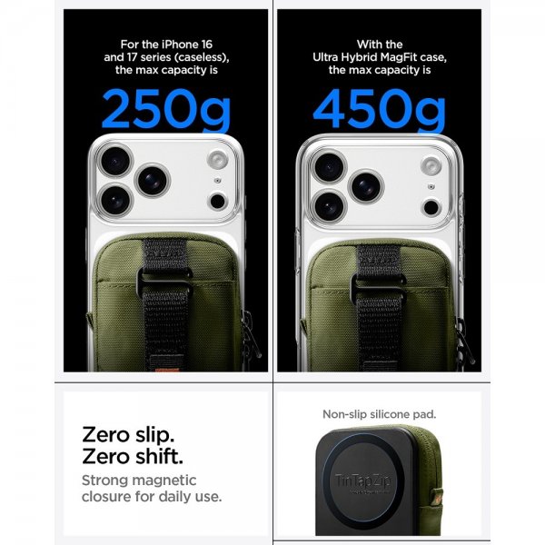 Spigen MagSafe Kotelo Kannettava Järjestelylaukku Snap Zip MagFit Olive Green
