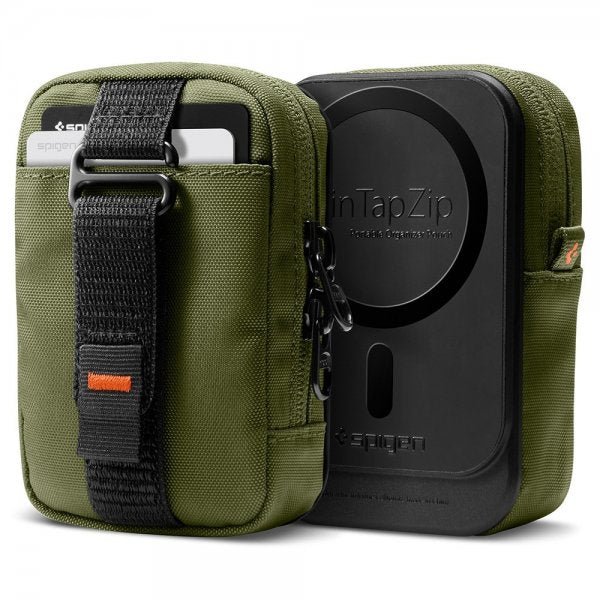 Spigen MagSafe Kotelo Kannettava Järjestelylaukku Snap Zip MagFit Olive Green