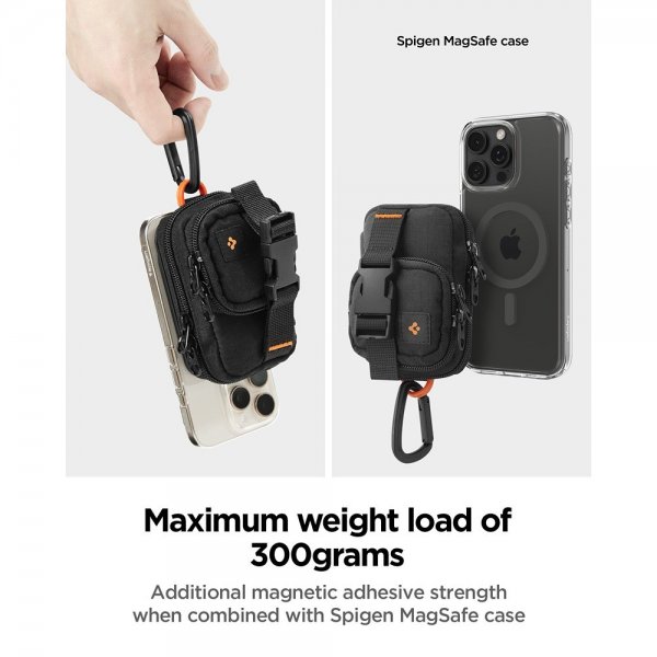 Spigen MagSafe Kotelo Kannettava Järjestäjätasku Snap Zip MagFit Musta