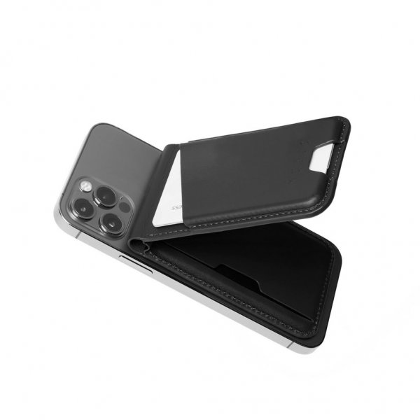 Mujjo korttikotelo MagSafe Wallet Stand Musta